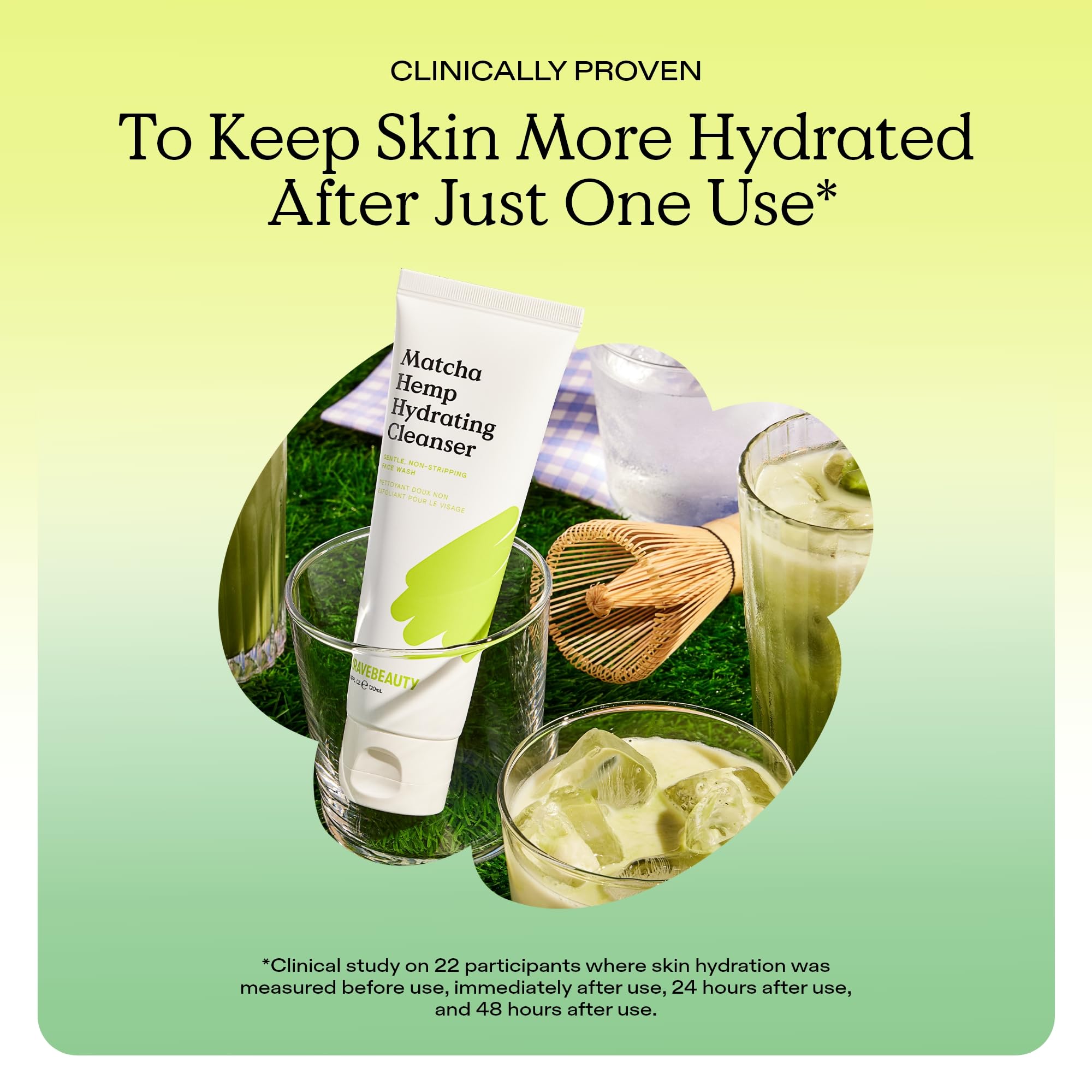 KraveBeauty Matcha Hemp Hydrating Cleanser – Gentle Daily Face Wash, Vegan & Cruelty-Free