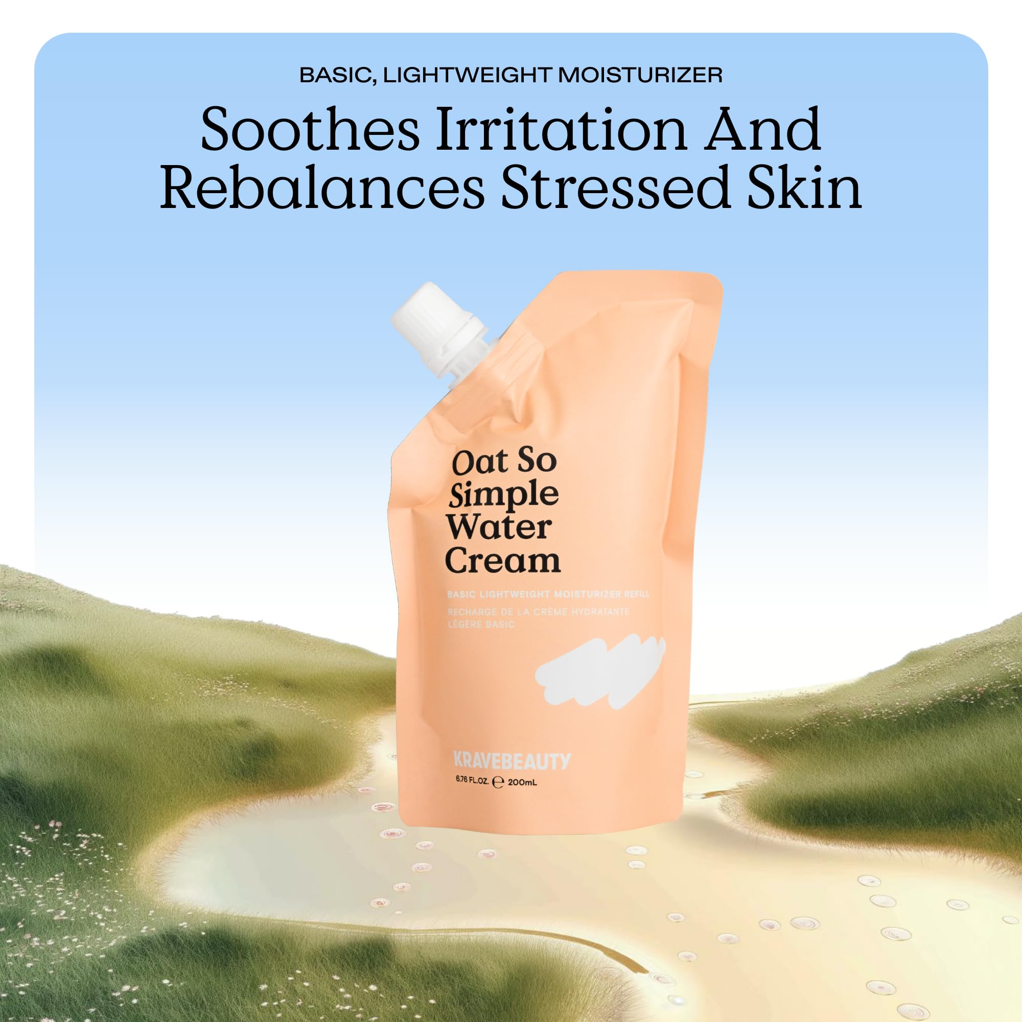 KraveBeauty Oat So Simple Water Cream Refill — Hydration for All Skin Types with Oat & Squalane | 6.76 fl oz