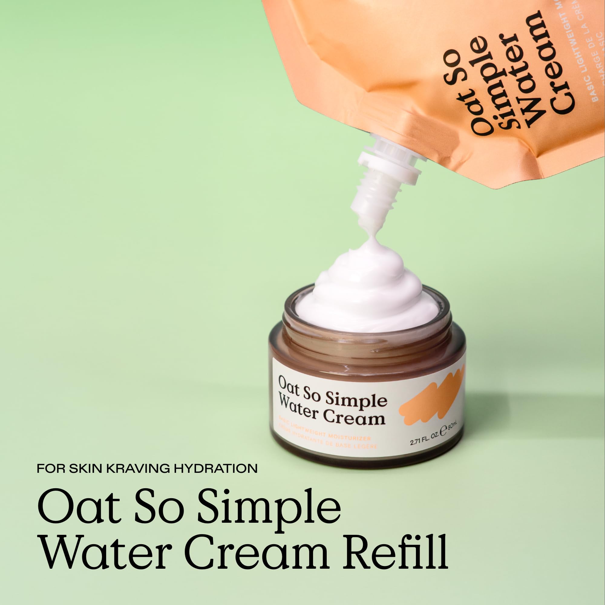 KraveBeauty Oat So Simple Water Cream Refill — Hydration for All Skin Types with Oat & Squalane | 6.76 fl oz