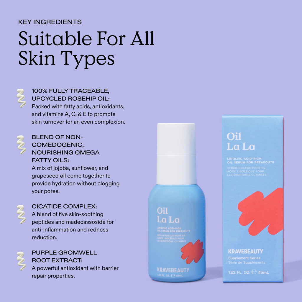 KraveBeauty Oil La La Serum – Linoleic Acid-Rich, Non-Comedogenic K-Beauty Oil