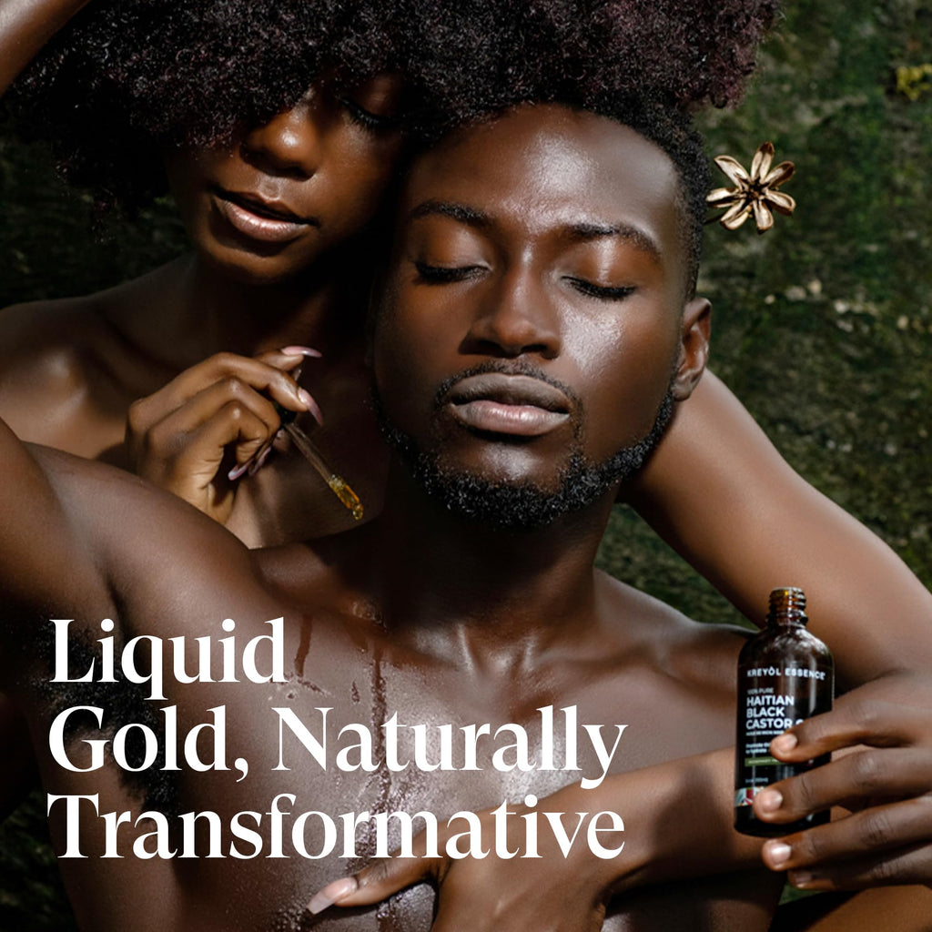KREYÒL ESSENCE Haitian Black Castor Oil – Rosemary Peppermint, 2 oz, Glass Bottle, Cold-Pressed, Hexane Free