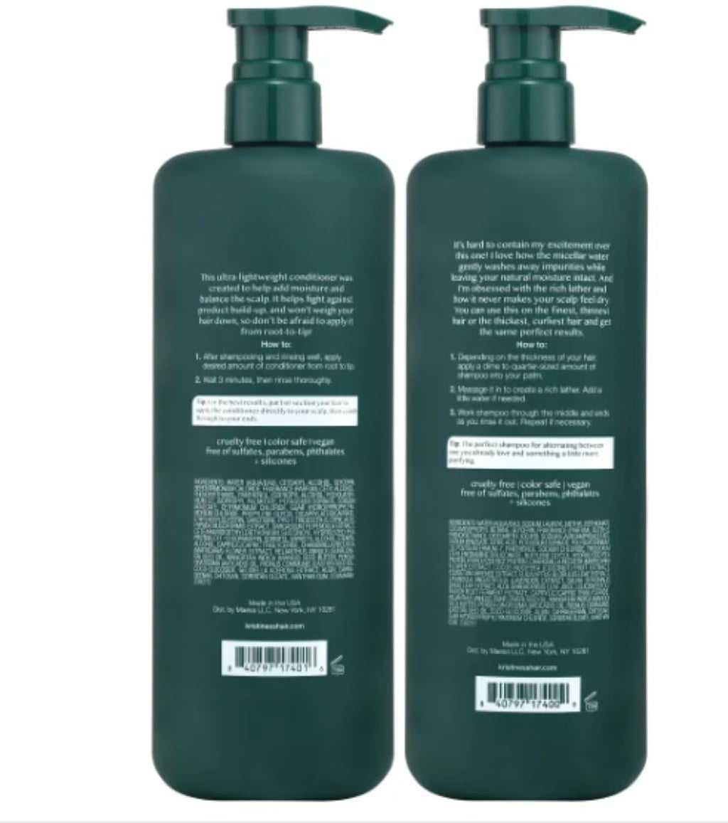 Kristin Ess Scalp Soothing Duo: Purifying Micellar Shampoo + Ultra Lightweight Conditioner