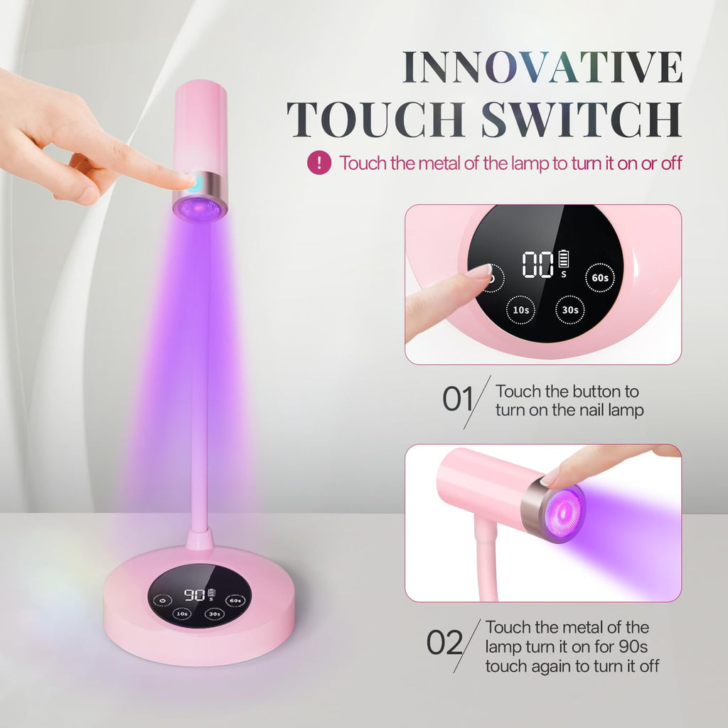 Krofaue 12W UV Nail Lamp – Auto-Sensing Gel Nail Dryer with 4 Timers & Rechargeable USB-C