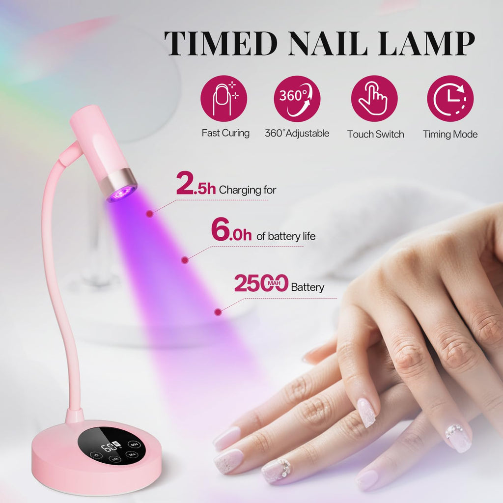 Krofaue 12W UV Nail Lamp – Auto-Sensing Gel Nail Dryer with 4 Timers & Rechargeable USB-C