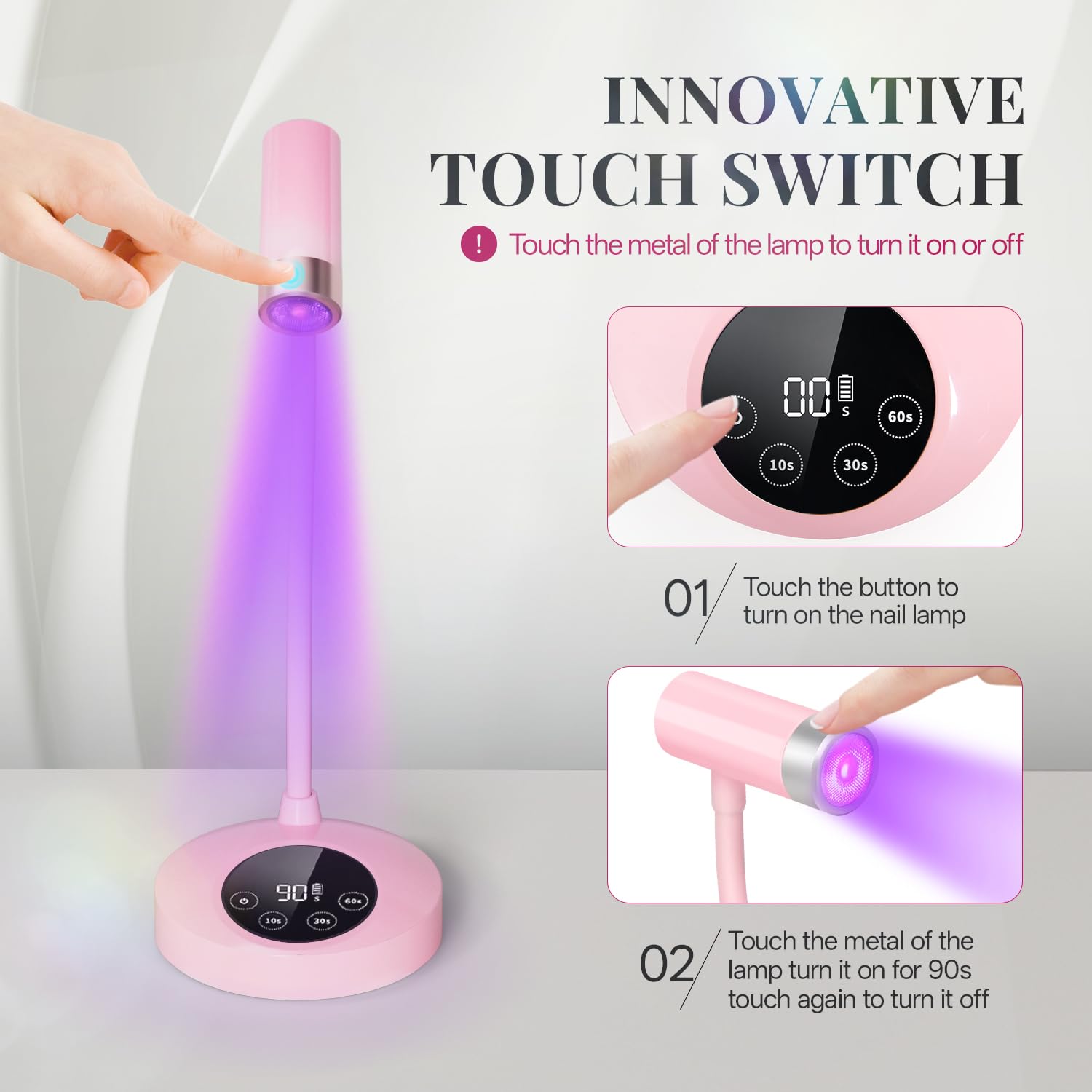Krofaue 12W UV Nail Lamp – Auto-Sensing Gel Nail Dryer with 4 Timers & Rechargeable USB-C
