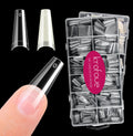 Krofaue 1200Pcs Coffin Nail Tips – Half-Cover, 12 Sizes, Clear & Natural for Acrylic Nails | Salon & Home Mani