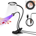 krofaue dual head uv nail lamp with 6x magnifier - 3 color temps, 365nm/395nm curing, usb desk clip