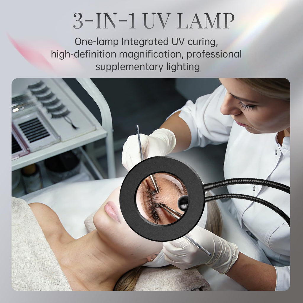 krofaue dual head uv nail lamp with 6x magnifier - 3 color temps, 365nm/395nm curing, usb desk clip