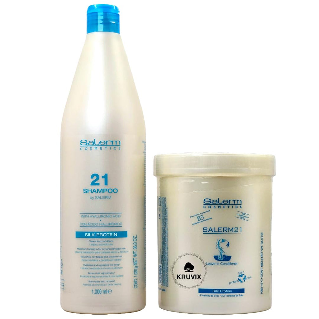 Kruvix Salerm 21 Silk Protein Shampoo & Leave-In Conditioner Combo – 36oz + 34.5oz