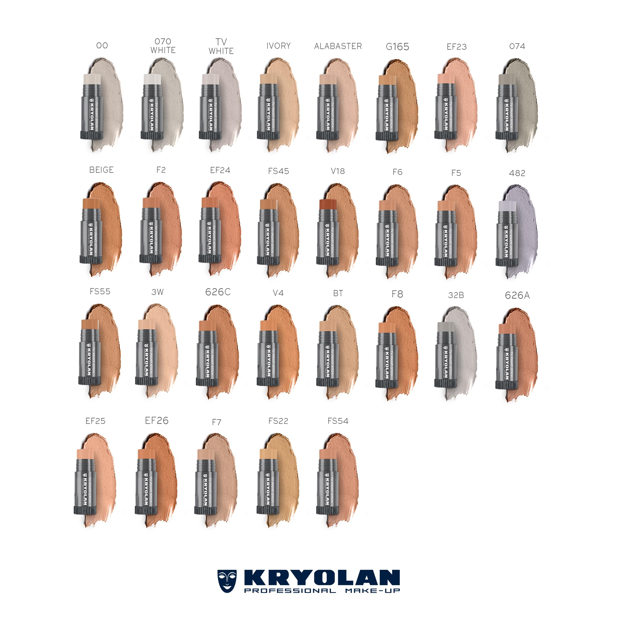 Kryolan TV Paint Stick – Full-Coverage Matte Foundation for TV, Theater & Stage