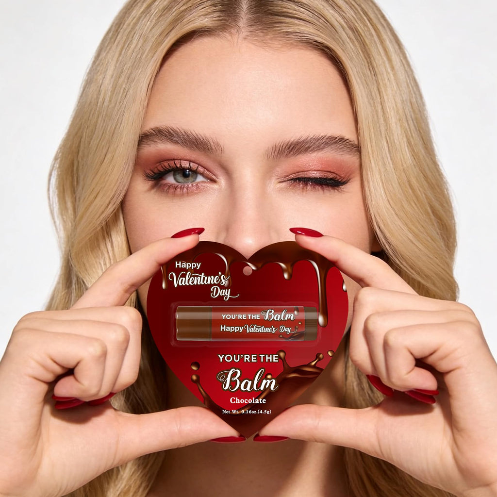Kuabiz 30 Pcs Valentines Day Lip Balm Bulk — Chocolate Flavor | Galentines Gifts