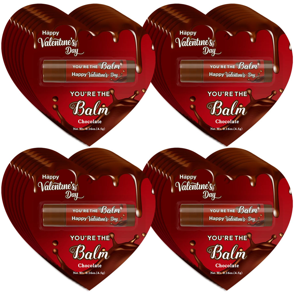 Kuabiz 30 Pcs Valentines Day Lip Balm Bulk — Chocolate Flavor | Galentines Gifts