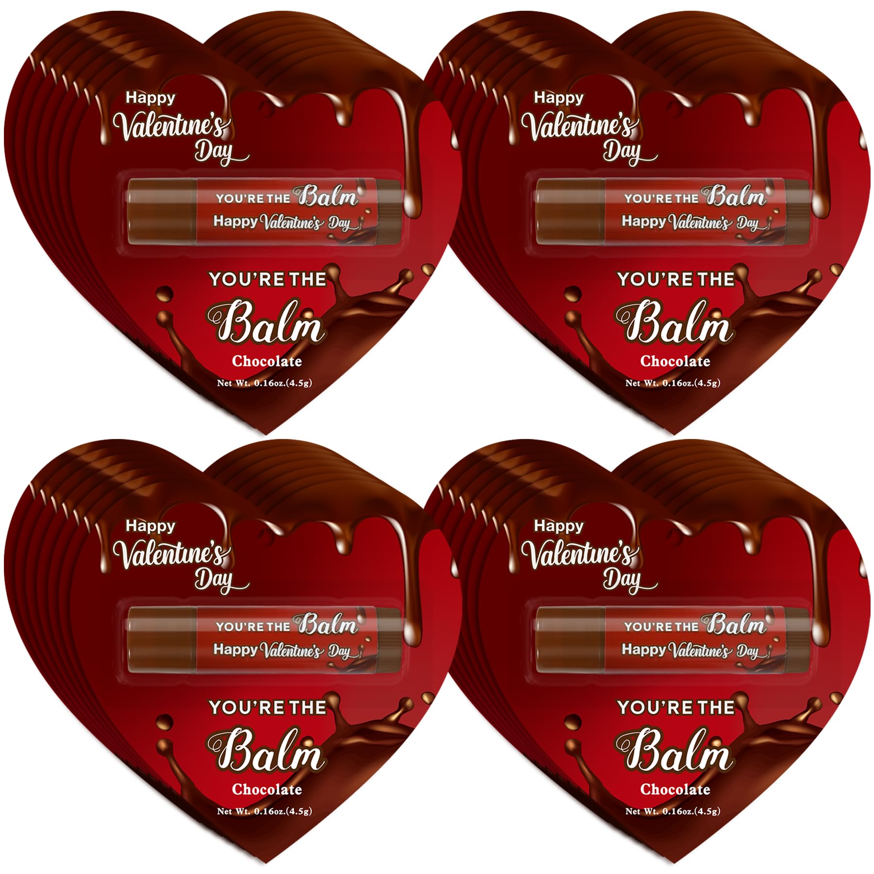 Kuabiz 30 Pcs Valentines Day Lip Balm Bulk — Chocolate Flavor | Galentines Gifts
