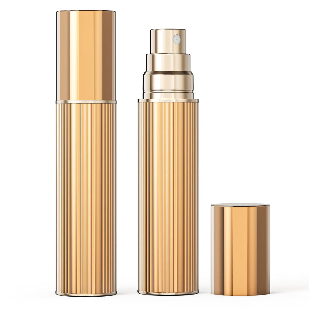 Kuangre 10ml Perfume Atomizer — Refillable Glass Mini Bottle, Portable 0.34oz (Gold)