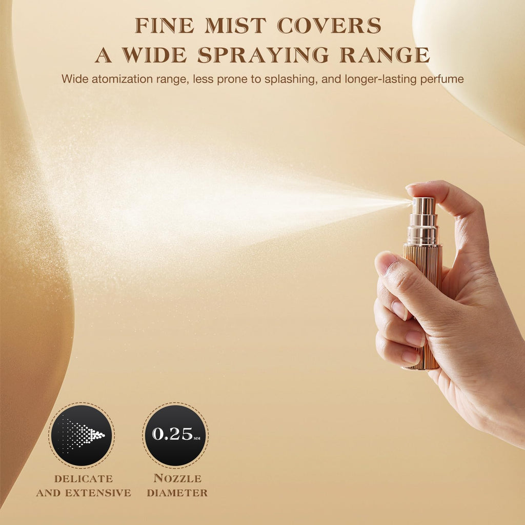 Kuangre 10ml Perfume Atomizer — Refillable Glass Mini Bottle, Portable 0.34oz (Gold)