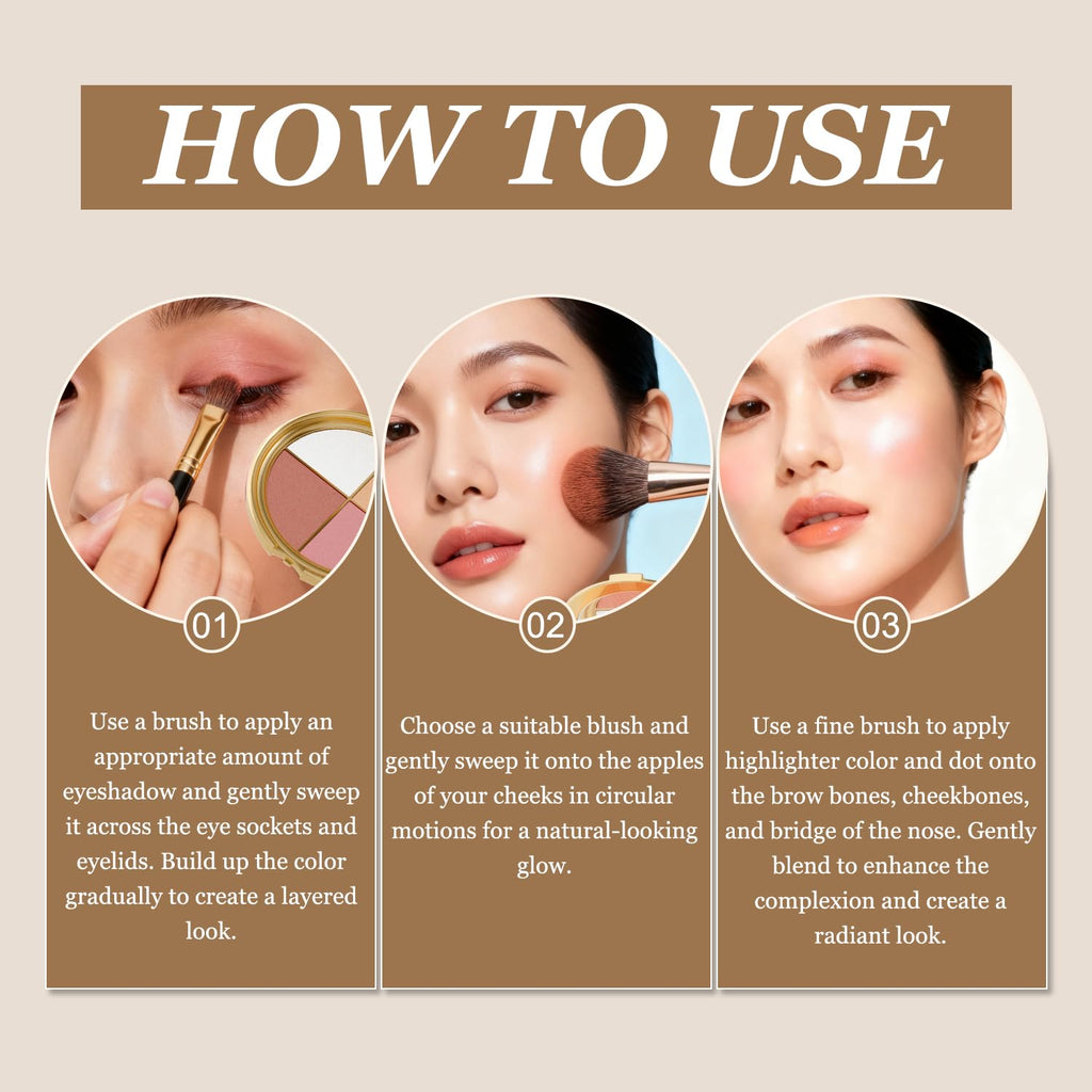 Kubot Eye & Cheek Palette – 4-in-1 Eyeshadow, Blush, Contour & Highlighter Kit