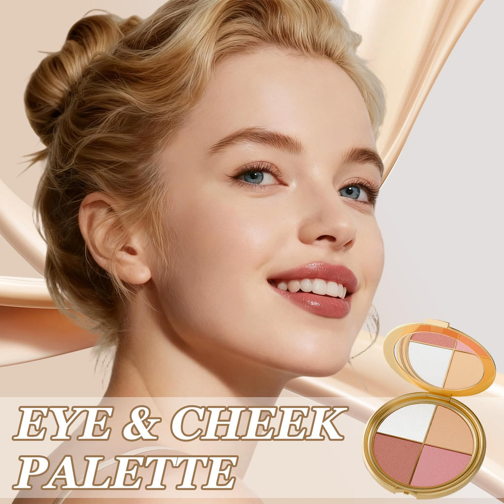 Kubot Eye & Cheek Palette – 4-in-1 Eyeshadow, Blush, Contour & Highlighter Kit