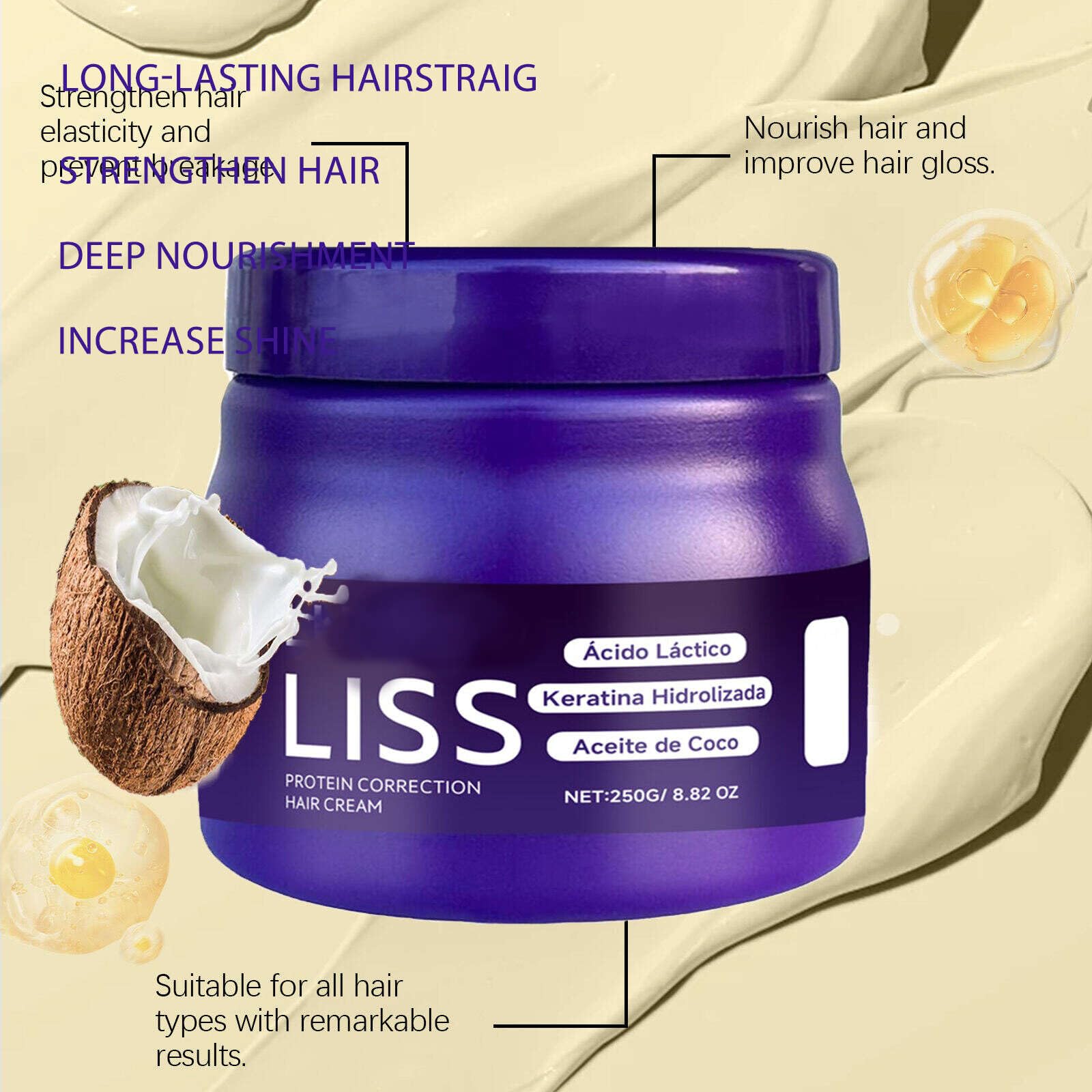 KUHSE Liss Alisado — At-Home Hair Smoothing Treatment for Silkier, Straighter Hair (Lavender)