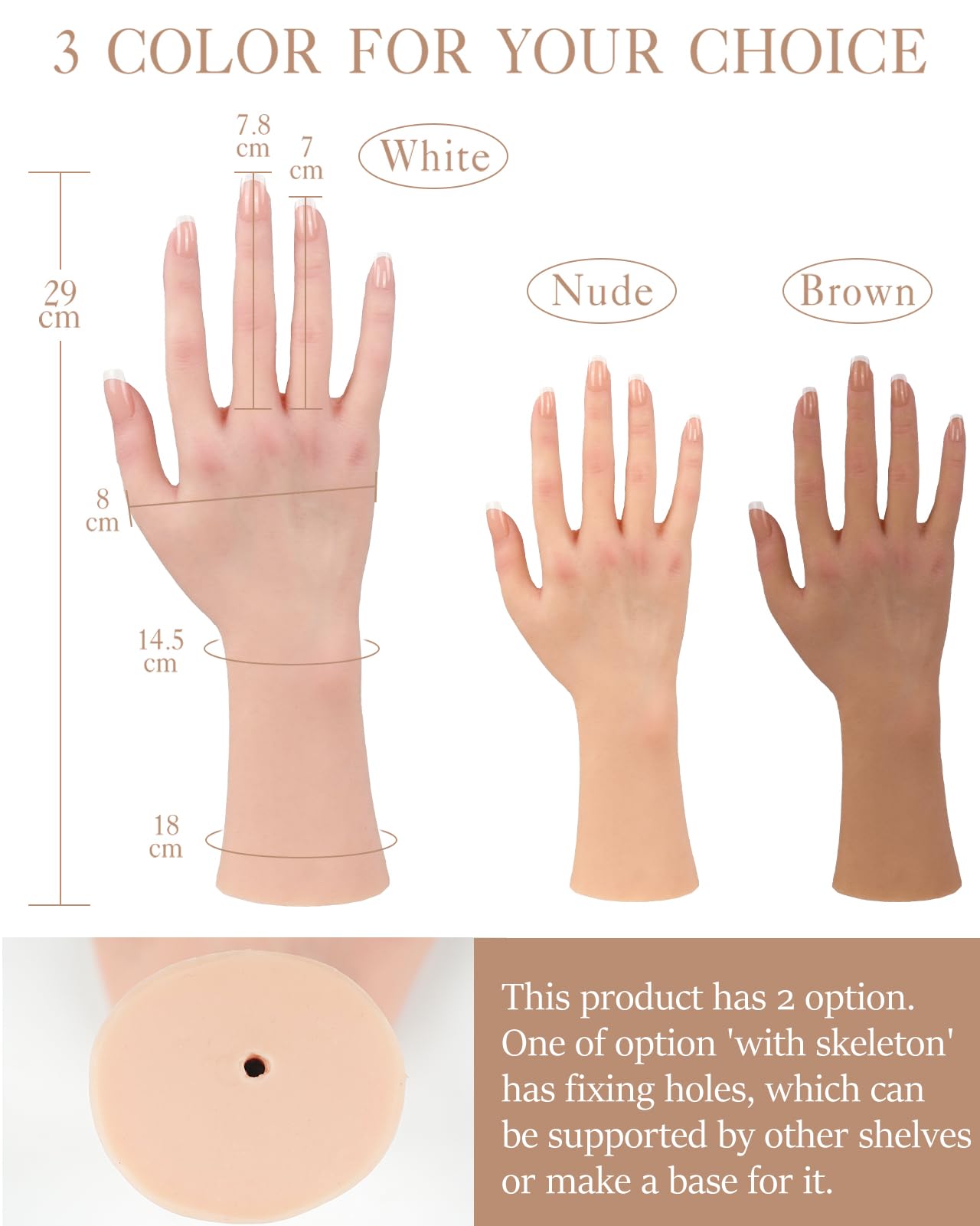 KUMIHO Realistic Silicone Female Hand with Skeleton – Jewelry Display & Tattoo Practice