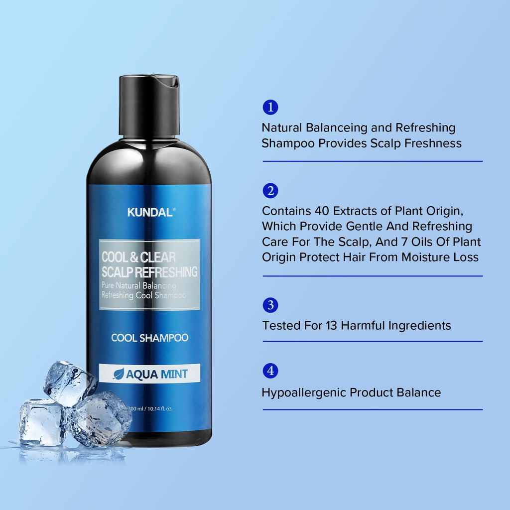 KUNDAL Aqua Mint Shampoo – Hair & Scalp Care with Eucalyptus, Tea Tree & Argan Oil (Pack of 2)