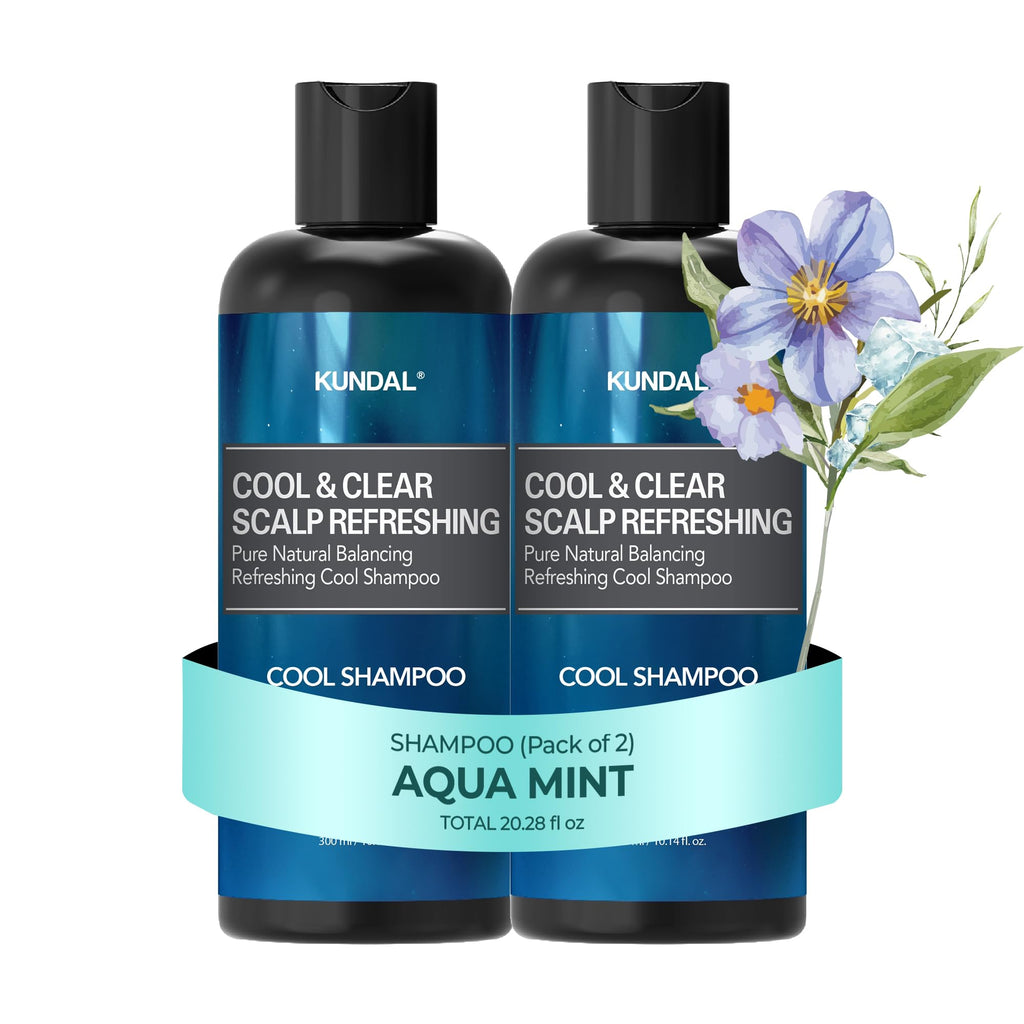KUNDAL Aqua Mint Shampoo – Hair & Scalp Care with Eucalyptus, Tea Tree & Argan Oil (Pack of 2)