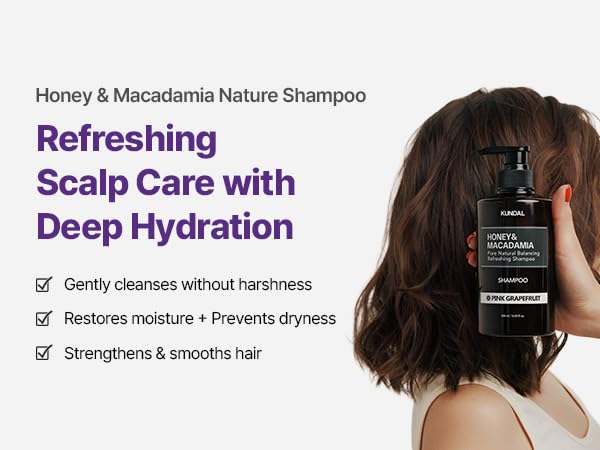 KUNDAL Honey & Macadamia Natural Shampoo with Argan Oil – White Musk, SLS-Free, Paraben & Sulfate Free, 16.9 fl oz x2 | Stocking Stuffers