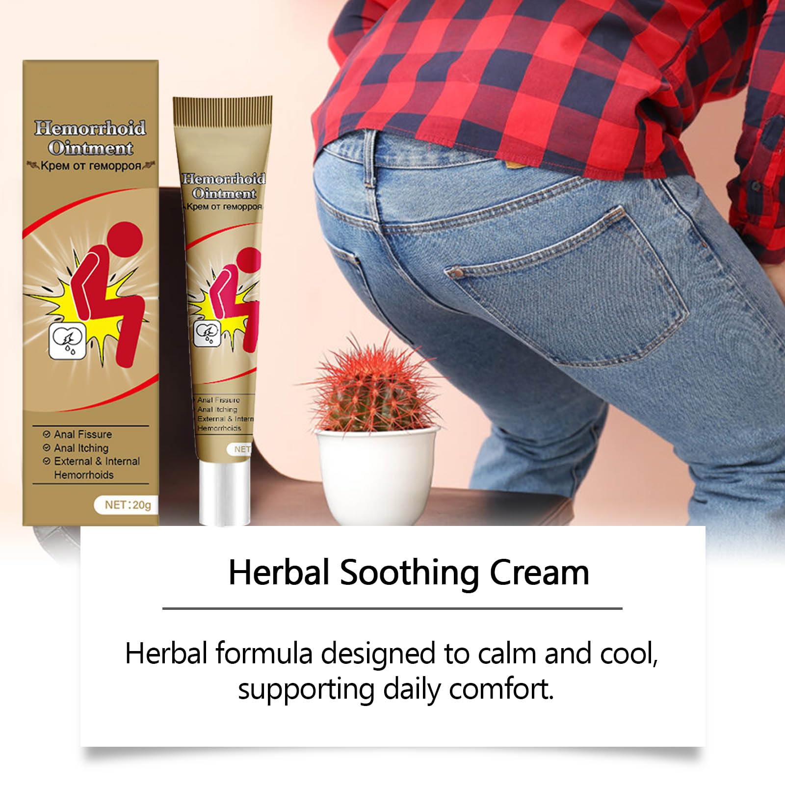 Kunnozz Hemorrhoid Cream – Natural Herbal Ointment for External Relief (20g)