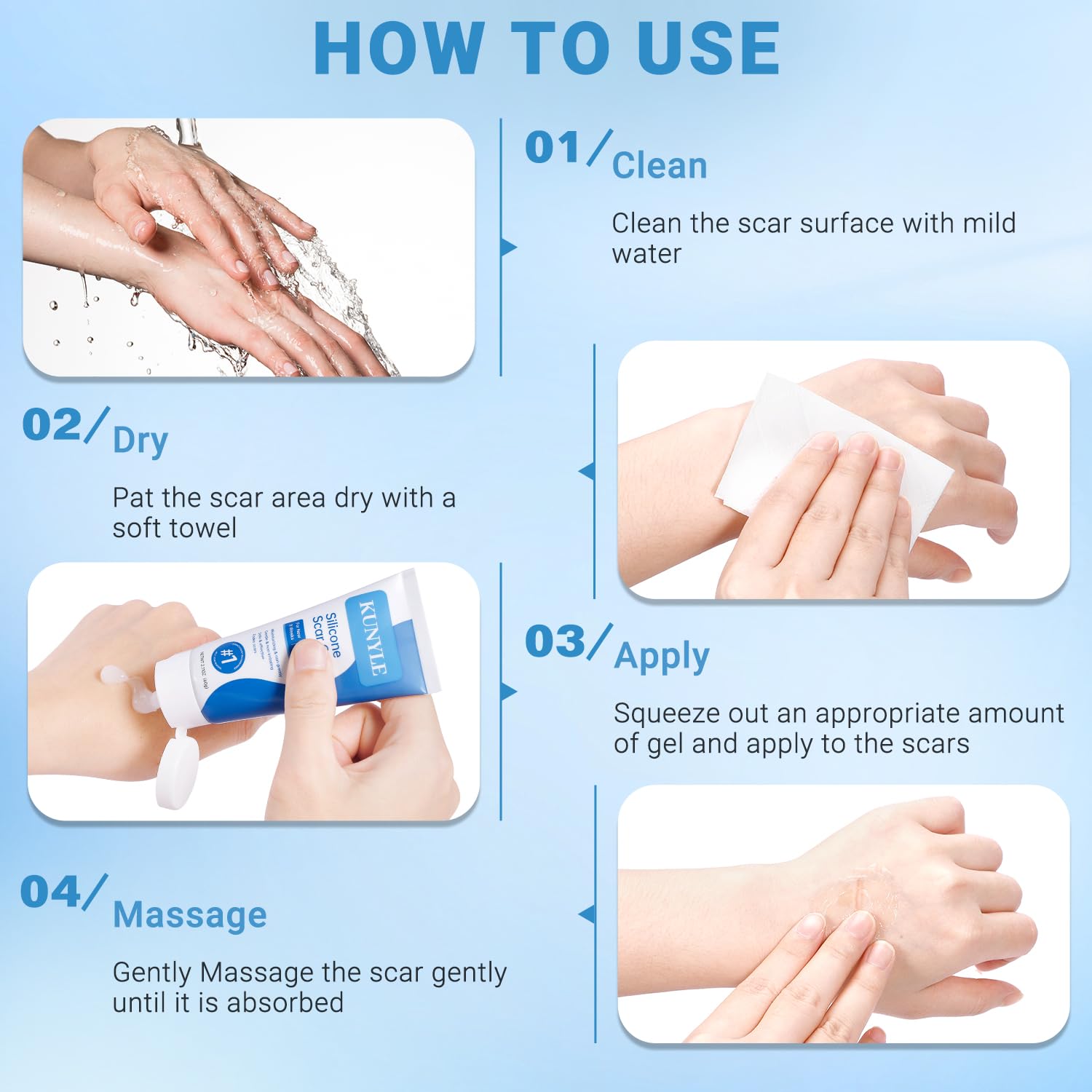 Kunyle Silicone Scar Gel – Advanced Scar Cream for Surgical Scars, Stretch Marks & Keloids | 2.11oz