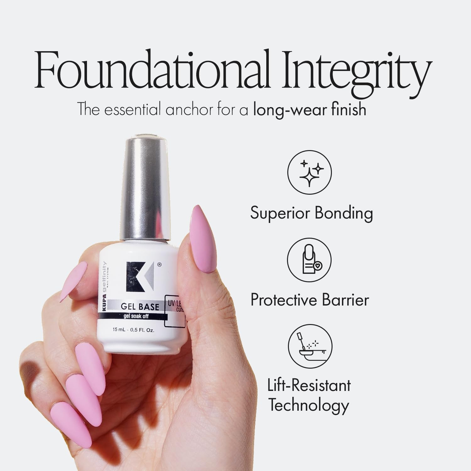 KUPA GelFinity Base Coat 8oz – Soak Off Gel Primer for Strong Adhesion & Long-Lasting Manicures