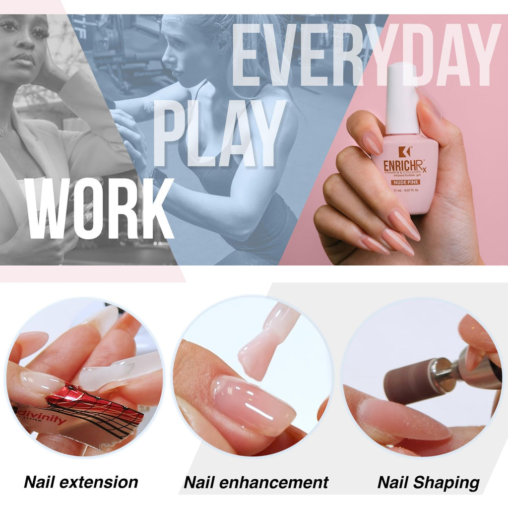 KUPA GelFinity EnrichRx Infused Builder Gel 0.57 fl oz – Nude Pink | Builds Natural Nail Structure