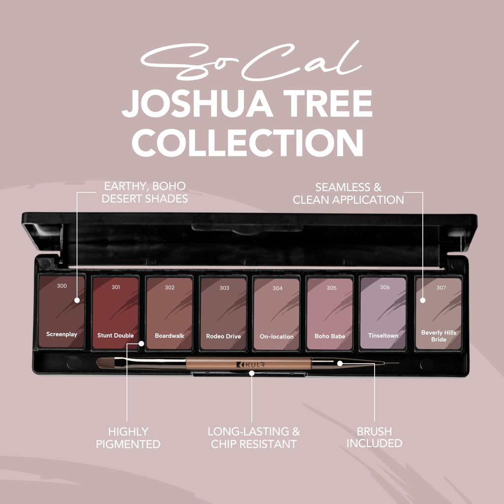 KUPA KULR Solid Cream Gel Nail Polish – Joshua Tree Collection, 8 Rich Colors, No Bleed, Includes Brush