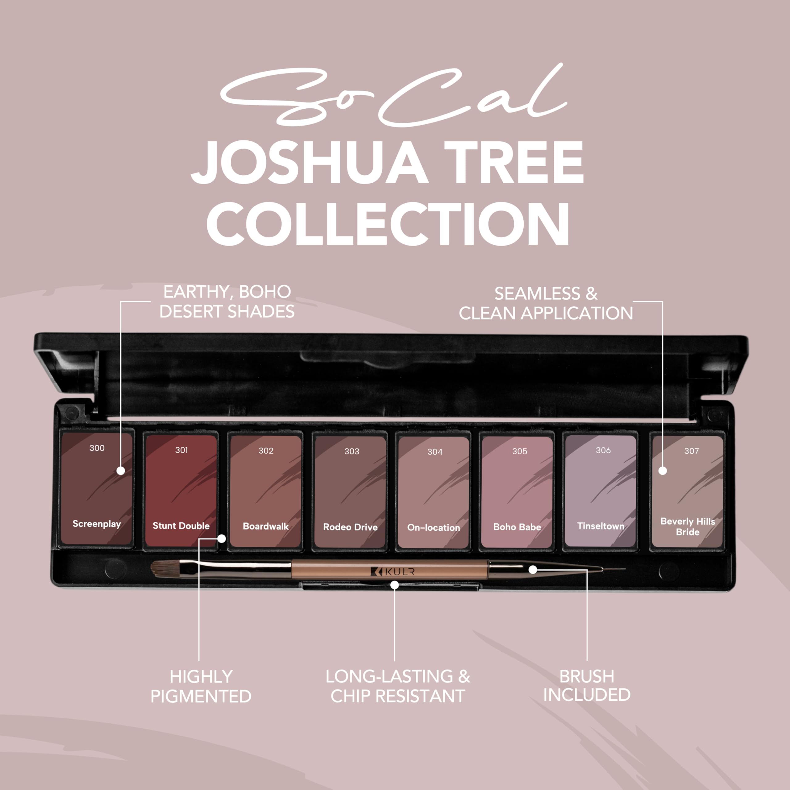 KUPA KULR Solid Cream Gel Nail Polish – Joshua Tree Collection, 8 Rich Colors, No Bleed, Includes Brush