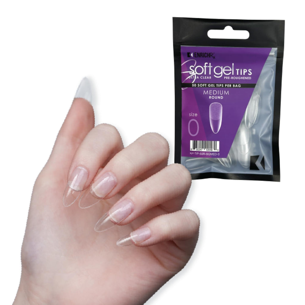 KUPA Soft Gel Tips Ultra Clear Pre-Roughened 550 pcs (Medium Round) – High-Quality Nail Extensions
