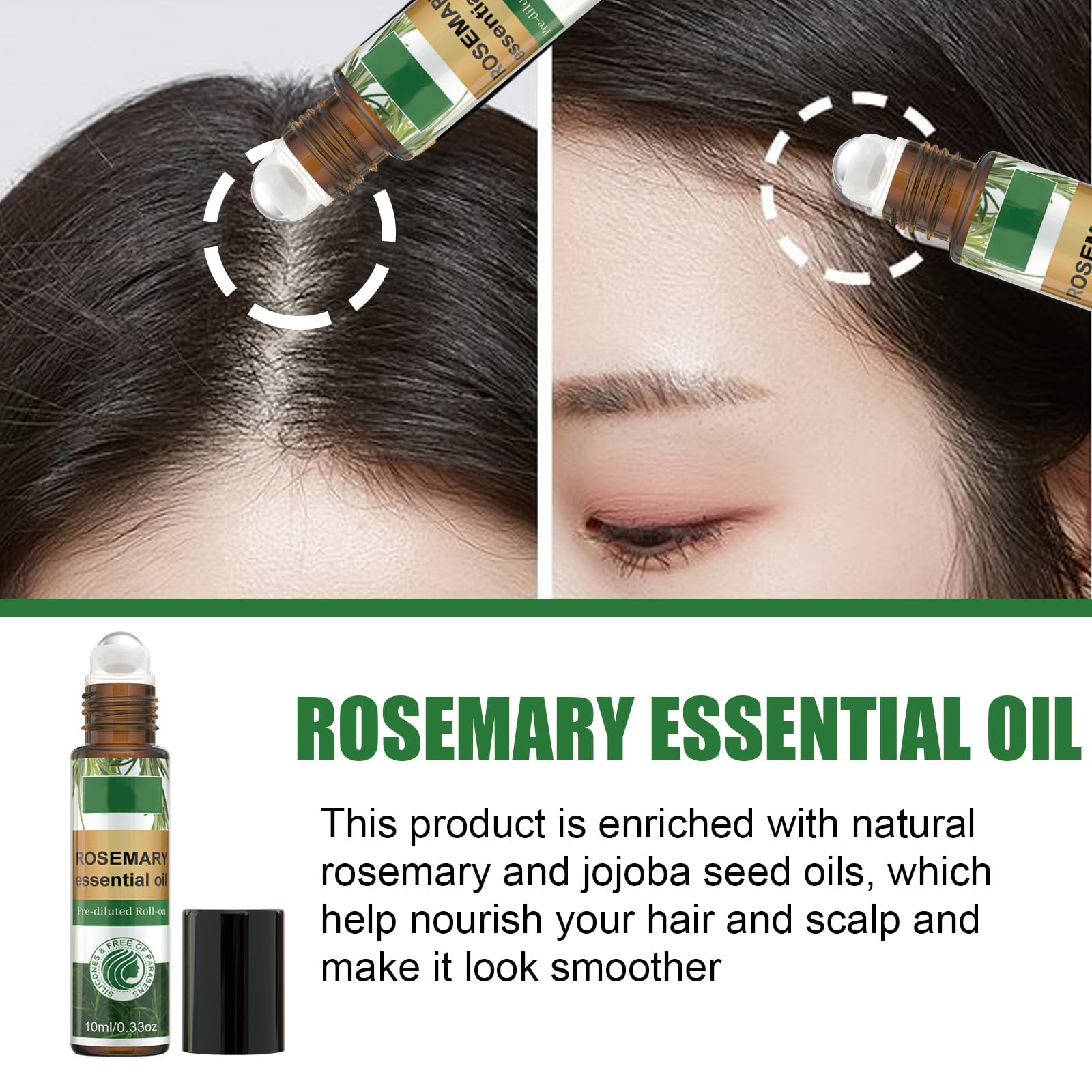 KUPOINEA Rosemary Hair Care Gift Set — Growth Oil Kit with Roller, Spray & Jojoba Oil (3.38 fl oz)