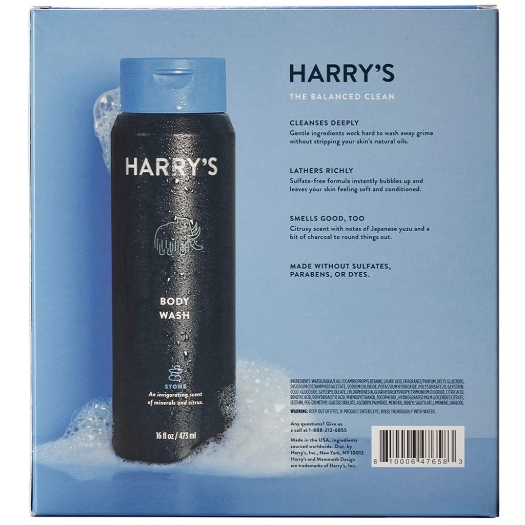 KUTDEP Harry's Men's Body Wash Stone Scent 16 oz Pack of 3 – Rich Foam, Gentle Clean