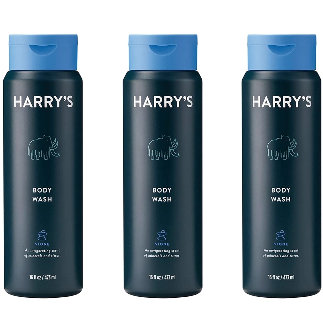 KUTDEP Harry's Men's Body Wash Stone Scent 16 oz Pack of 3 – Rich Foam, Gentle Clean