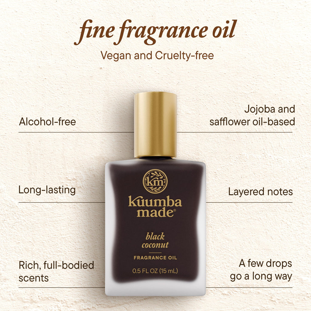 Kuumba Made Black Coconut Fragrance Oil | Long-Lasting Vegan Alcohol-Free Roller 0.5 Fl Oz
