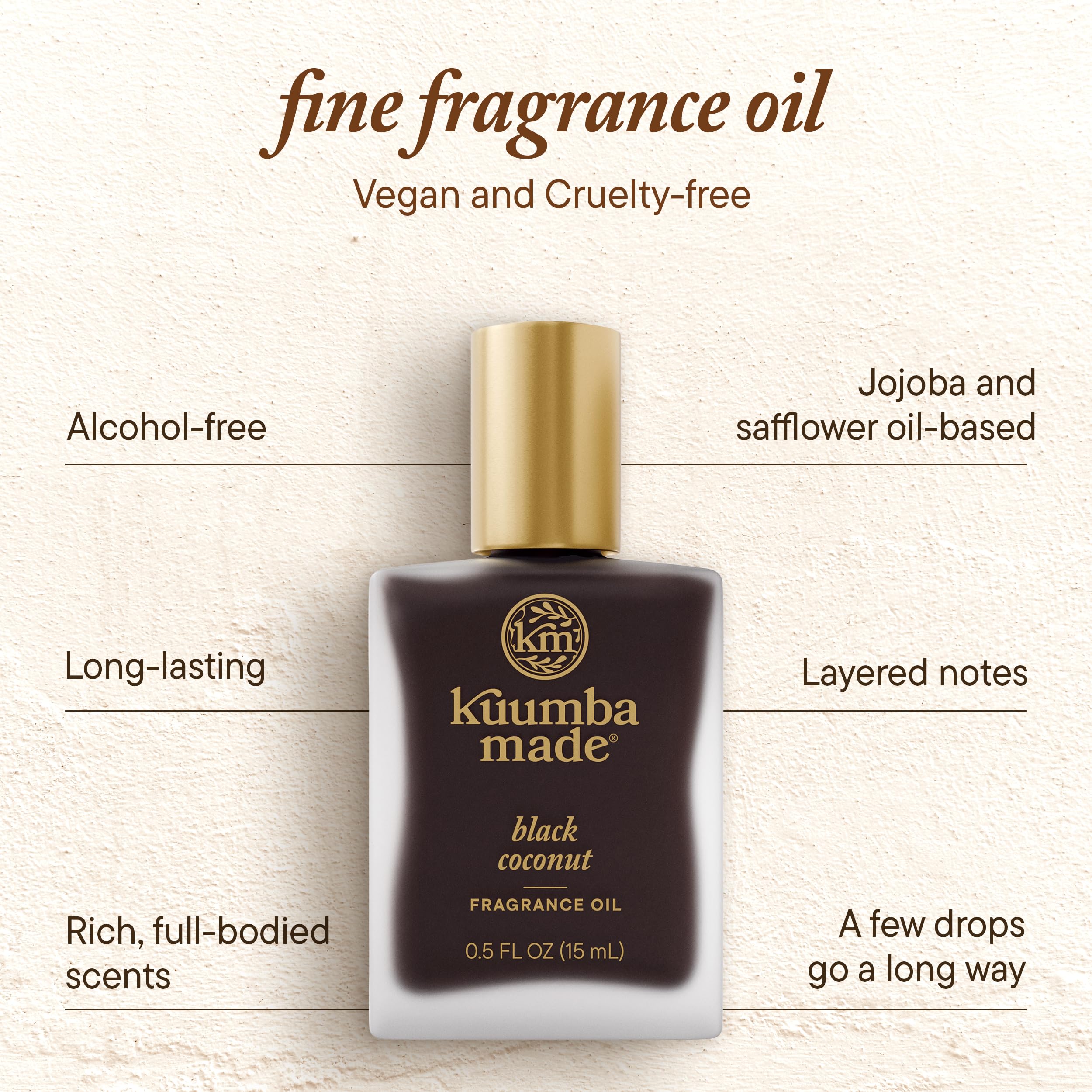 Kuumba Made Black Coconut Fragrance Oil | Long-Lasting Vegan Alcohol-Free Roller 0.5 Fl Oz