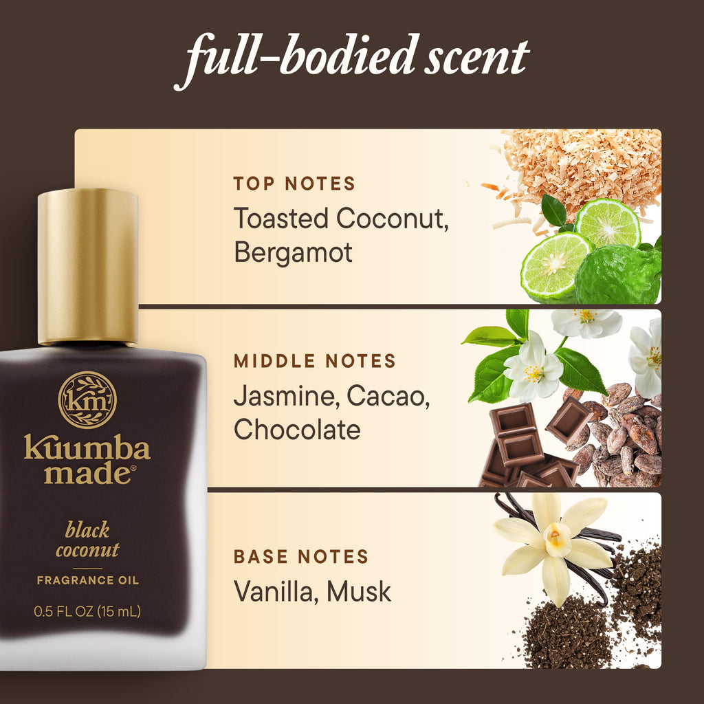 Kuumba Made Black Coconut Fragrance Oil | Long-Lasting Vegan Alcohol-Free Roller 0.5 Fl Oz