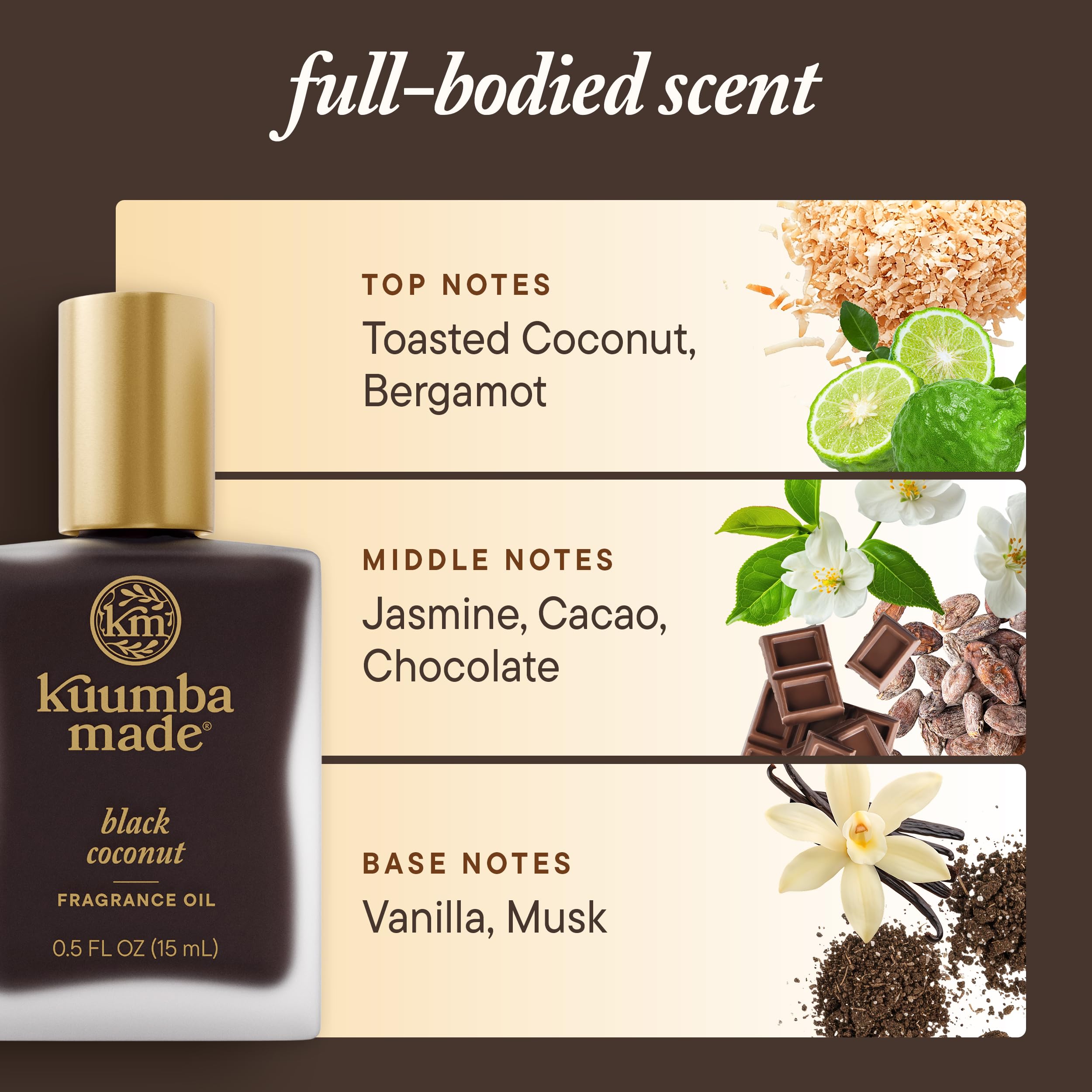 Kuumba Made Black Coconut Fragrance Oil | Long-Lasting Vegan Alcohol-Free Roller 0.5 Fl Oz