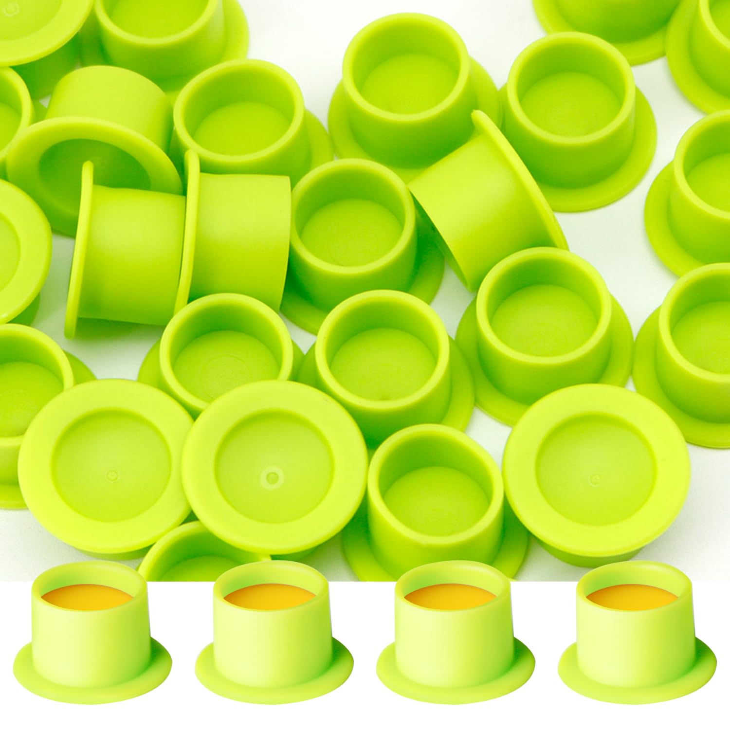 KVM 200pcs Disposable Silicone Tattoo Ink Cups — U‑Shaped Pigment Holders for Eyebrow, Eyeliner & Lip Color