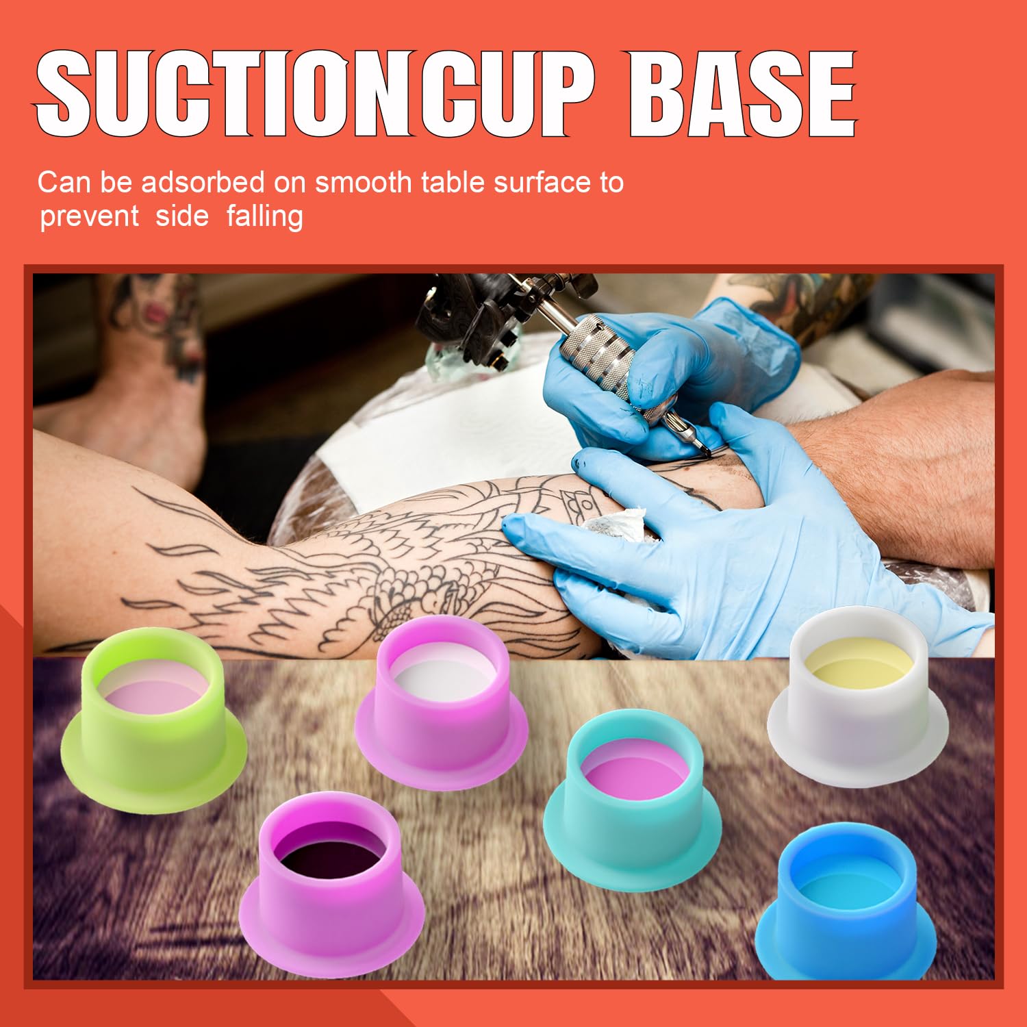 KVM 200pcs Disposable Silicone Tattoo Ink Cups — U‑Shaped Pigment Holders for Eyebrow, Eyeliner & Lip Color