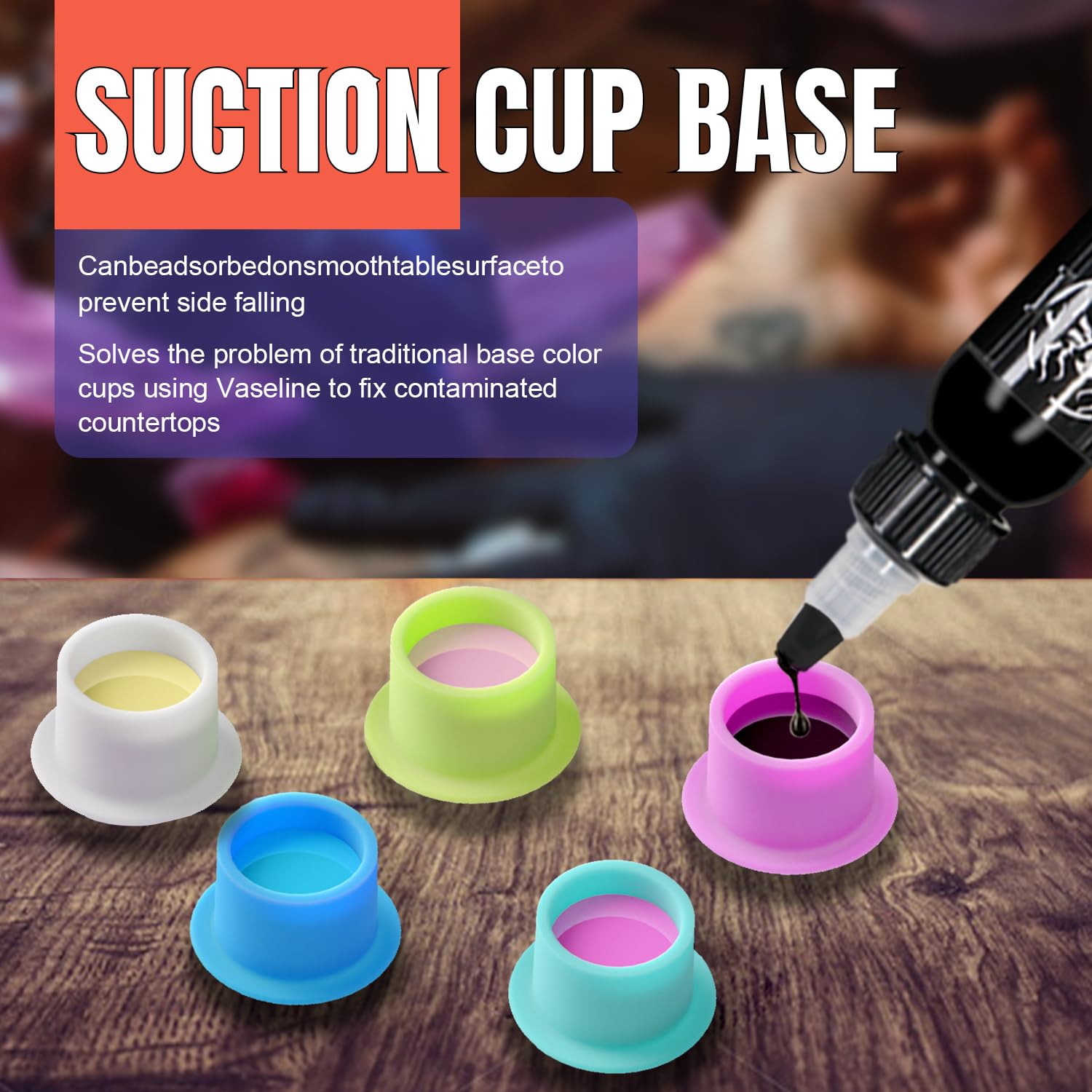 KVM 200pcs Disposable Silicone Tattoo Ink Cups — U‑Shaped Pigment Holders for Eyebrow, Eyeliner & Lip Color
