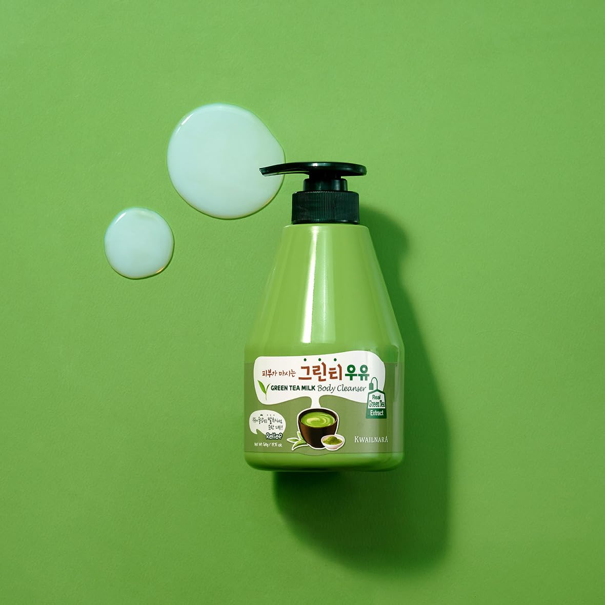 Kwailnara Green Tea Milk Body Wash | Korean Body Cleanser with Milk Protein, Royal Jelly & Green Tea Extract | Paraben-Free