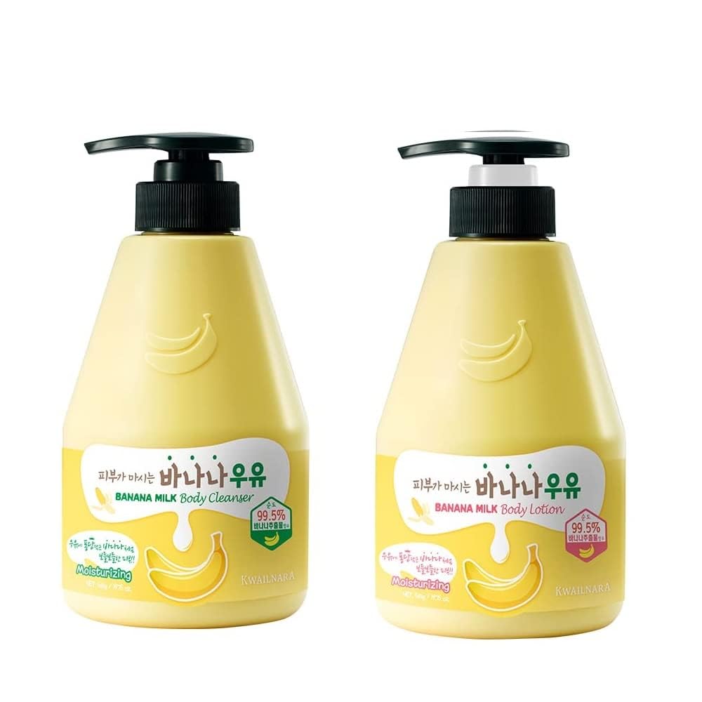 Kwailnara WELCOS Banana Milk Body Wash & Lotion Set – Hydrating Korean Skincare