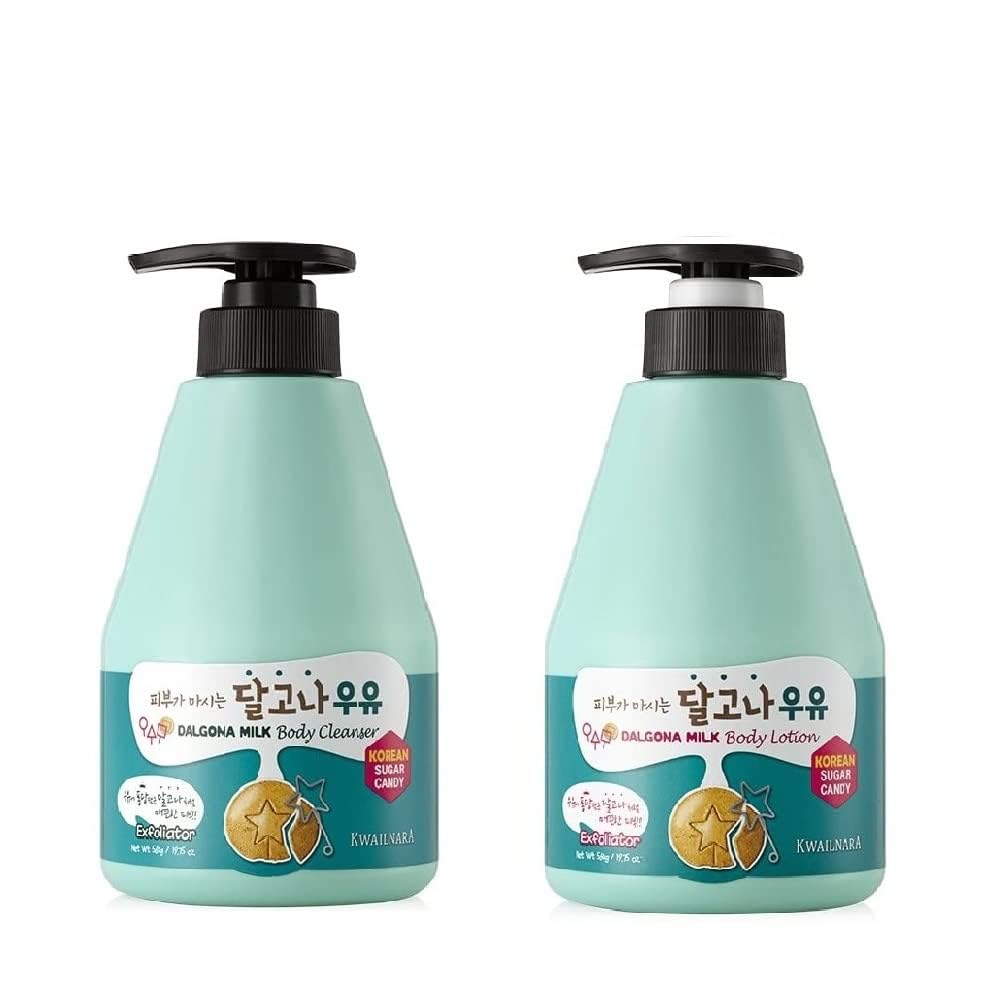 Kwailnara WELCOS Dalgona Milk Body Wash & Lotion Set – Energizing Korean Skincare with Dalgona Extract (560g each)
