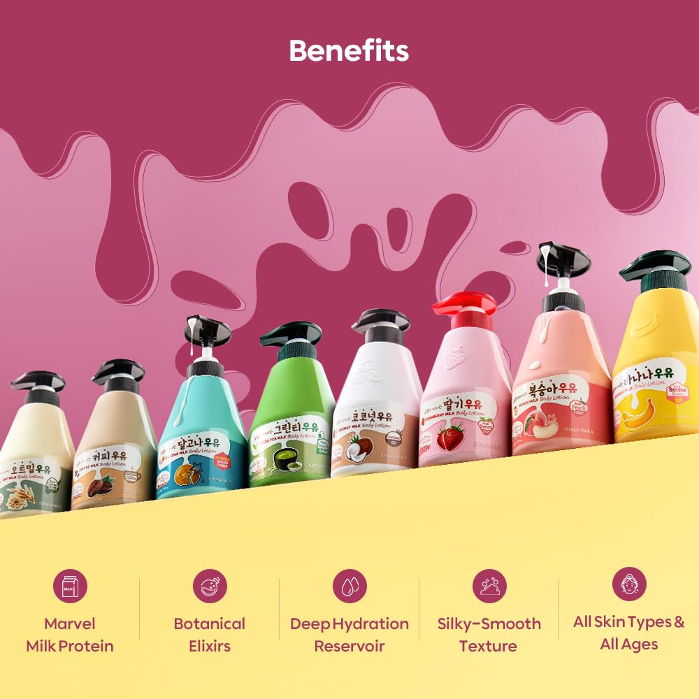 Kwailnara WELCOS Yuzu Milk Body Lotion & Body Wash Set – Brightening & Hydrating Korean Skincare (560g Each)