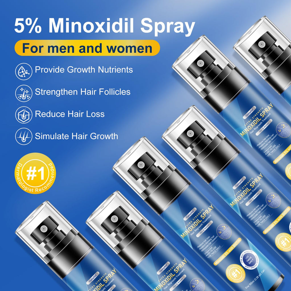 Kweqdsd 5% Minoxidil Spray for Men – 6 Pack, 21oz, Biotin Infused Hair & Beard Growth