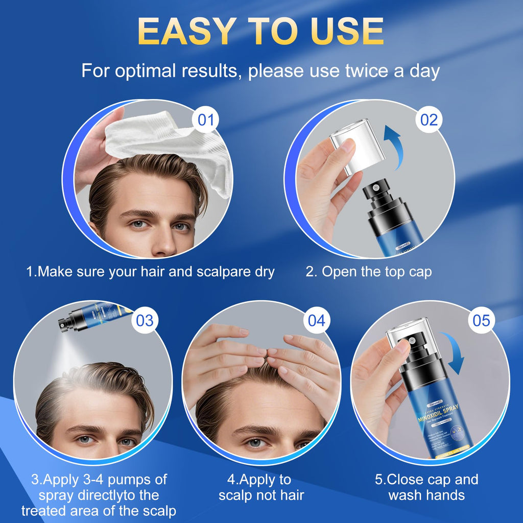 Kweqdsd 5% Minoxidil Spray for Men – 6 Pack, 21oz, Biotin Infused Hair & Beard Growth