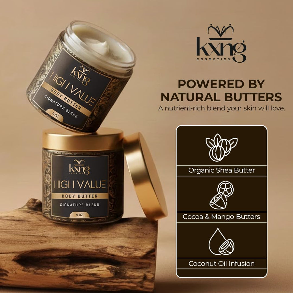 KXNG Cosmetics Shea Body Butter Cream – 4oz | Organic Hydration for All Skin Types